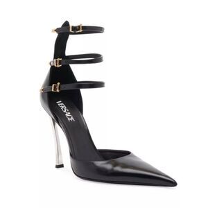 Versace Pin Point Leather Ankle Strap Pumps